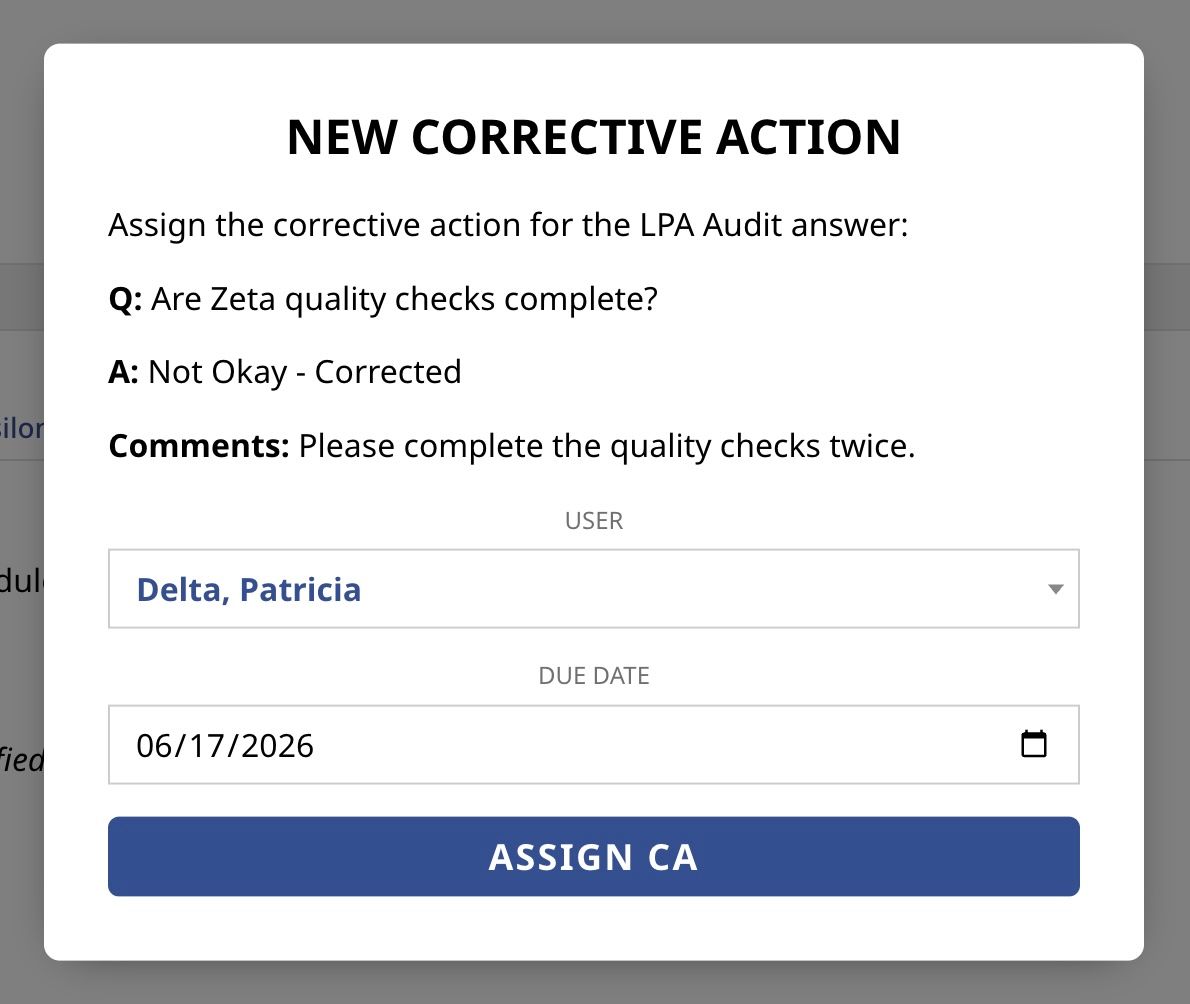 Corrective action assignment